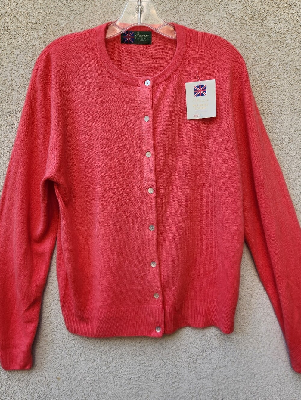 TINA Women's Cardigan Large Pink 100% Cashmere Soft New Made Scotland Sweater
